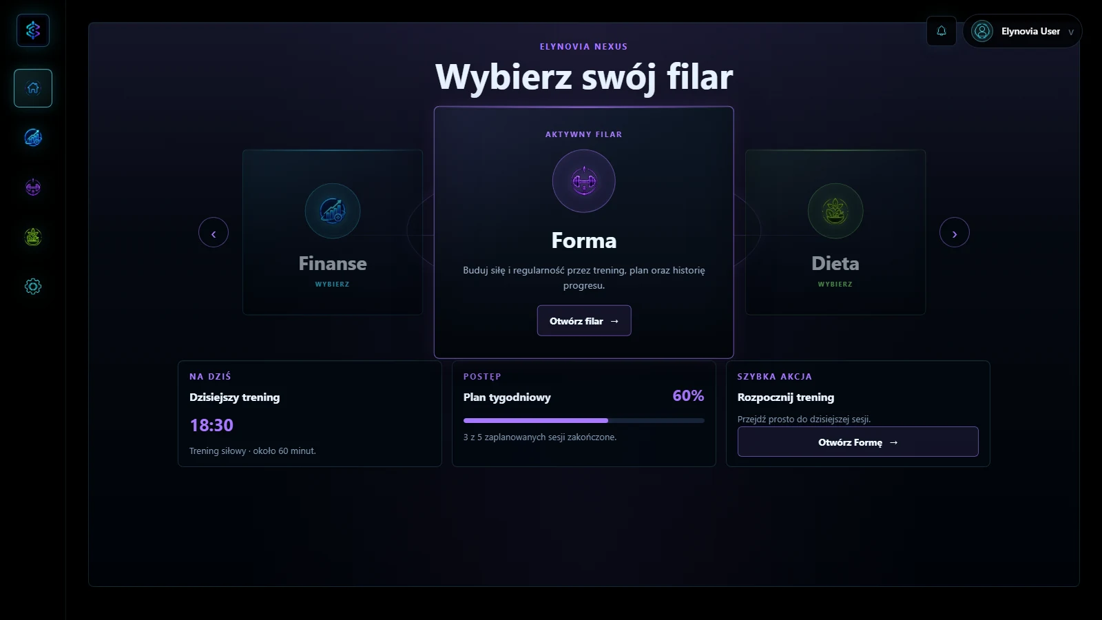Rzeczywisty ekran aplikacji Elynovia dla Windows